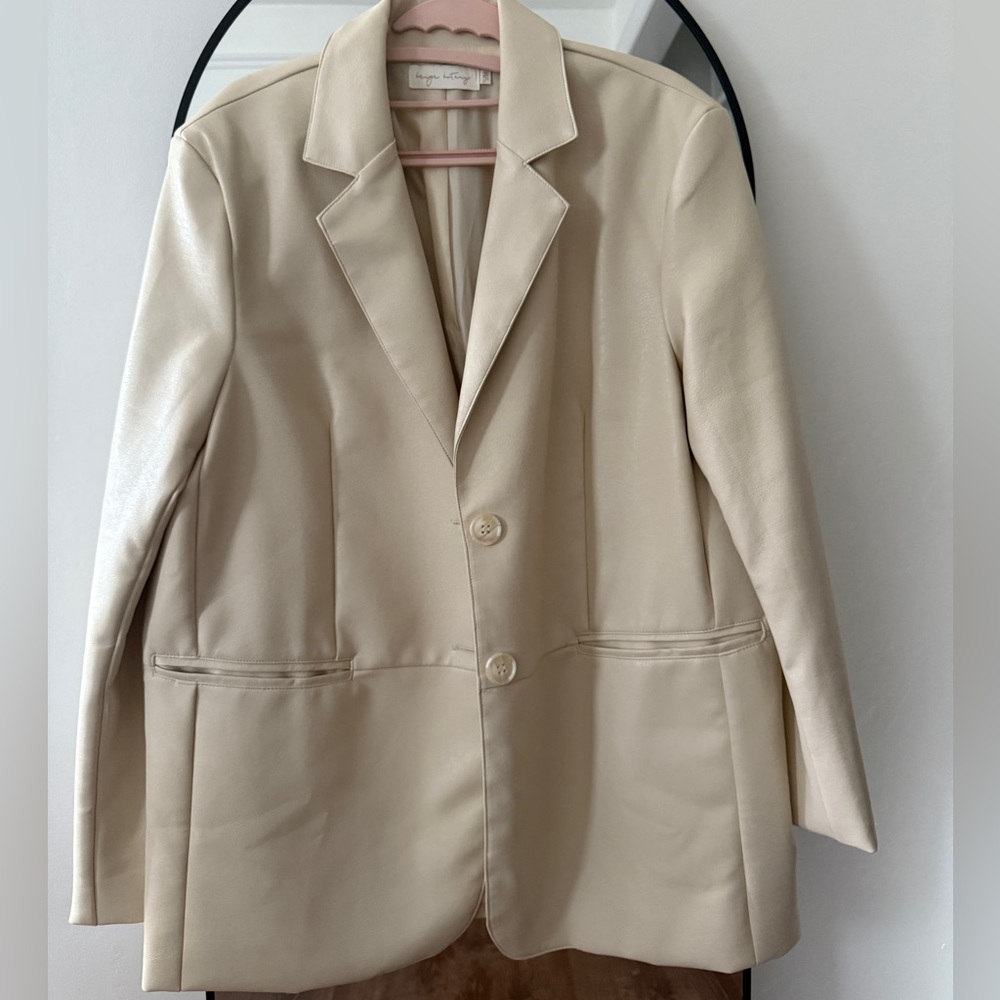 Faux Leather Oversized Blazer